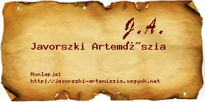 Javorszki Artemíszia névjegykártya